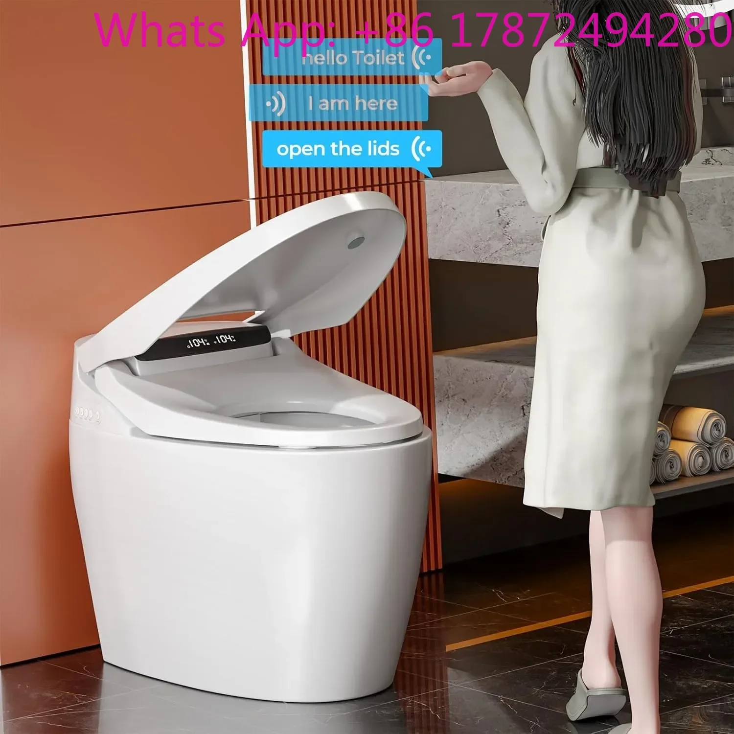 Smart Toilet with Heated Seat and Bidet, One Piece Elongated Toilet with Touchless Auto Flush