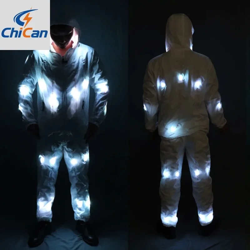 

【Hot】Full Color Pixel LED Lights Jacket Coat Pants Costumes Suit Light UP Rave Creative Outer Stage Costume Xmas Party Fancy Dre
