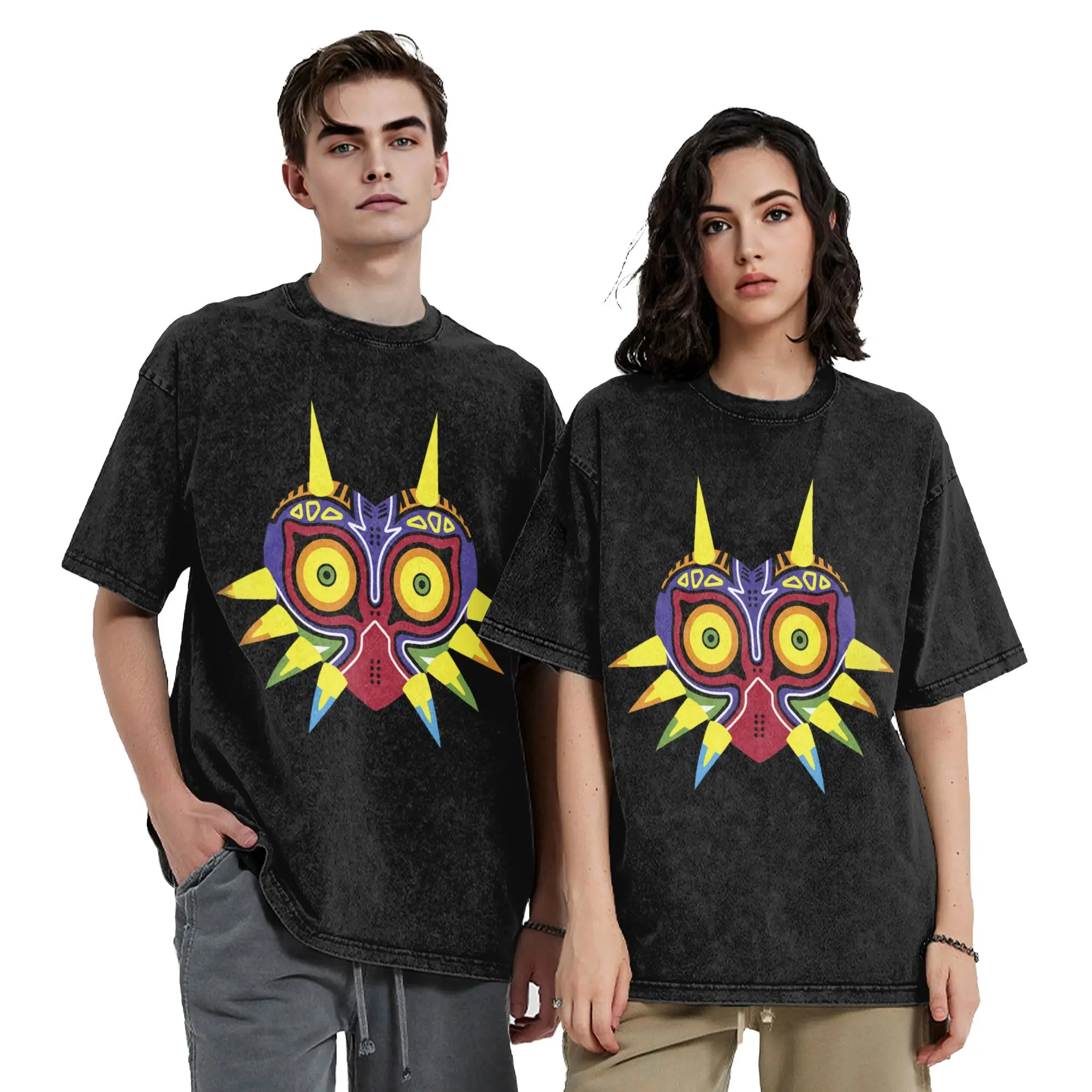 Zeldas Legend Washed T Shirt Streetwear Vintage T-Shirt Game Anime Tee Shirt for Men Women Short Sleeve Oversize Summer
