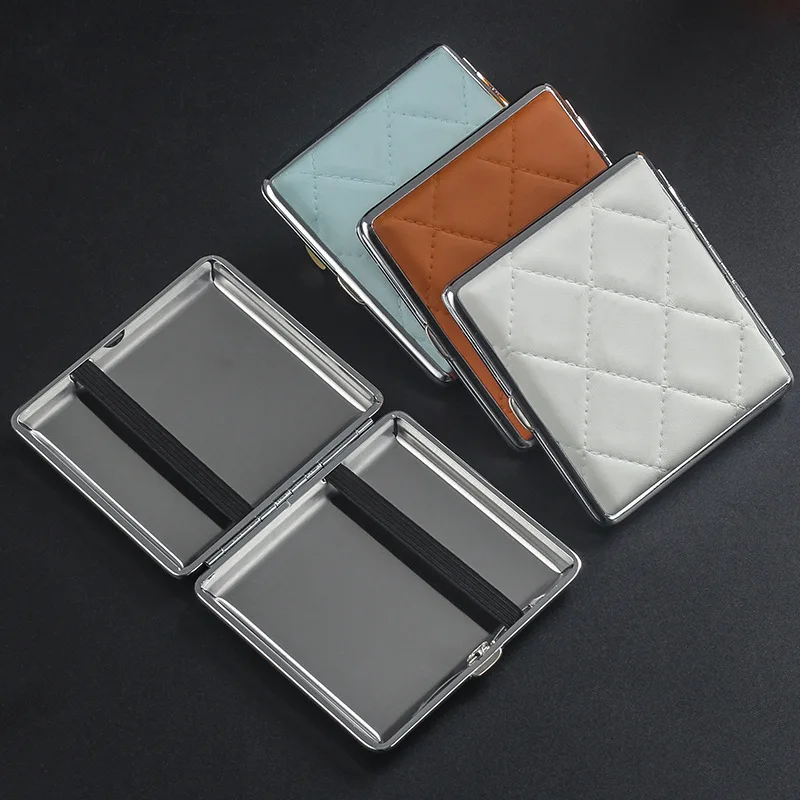 20pcs Leather Cigarette Case Portable Stubby Cigarette Case Metal Material Anti-Pressure Cigarette Holder