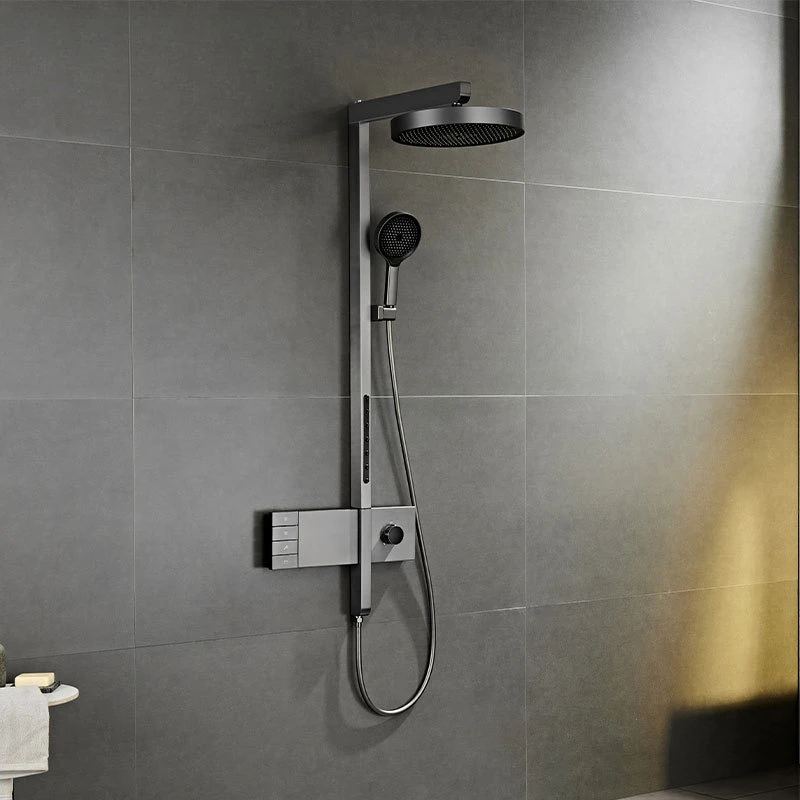 High-end Ultra-thin Brass Four-function Back Spray Shower Shower Set Newper Button