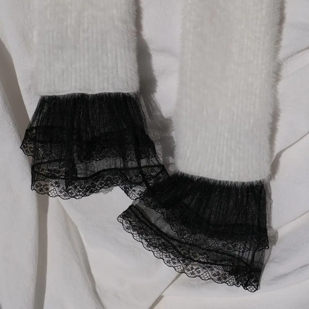 1Pair Sun Protection Gloves Arm Cover Sweater Decorative Detachable Sleeve Cuffs Lace Cuffs Fake Sleeve Ruffles Elbow Sleeve