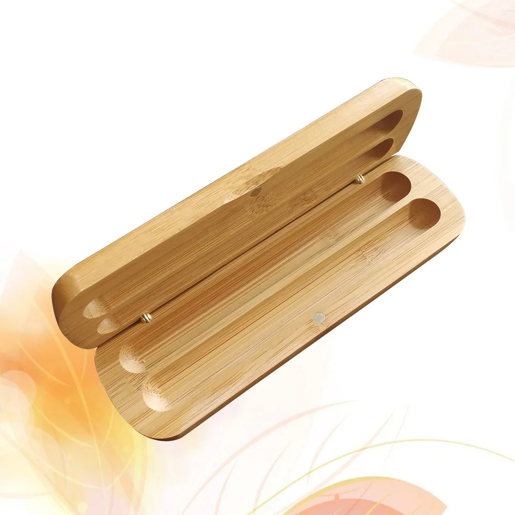 Fine Appearance Pen Box Case Supplies Stationery Bag Business Dust-proof Holder Pencil Wooden Bamboo