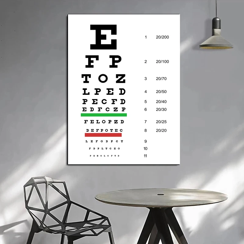 Modern Acuity Eye Exam Chart Test Medical Anatomy Canvas Painting Posters And Prints Wall Art Hospital Home Decor