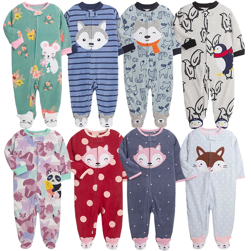 2024 Baby Winter Pajamas Zipper Fleece Rompers Newborn Girls Warm Coveralls Boys Outfits Fox Infants Clothes Jumpsuit