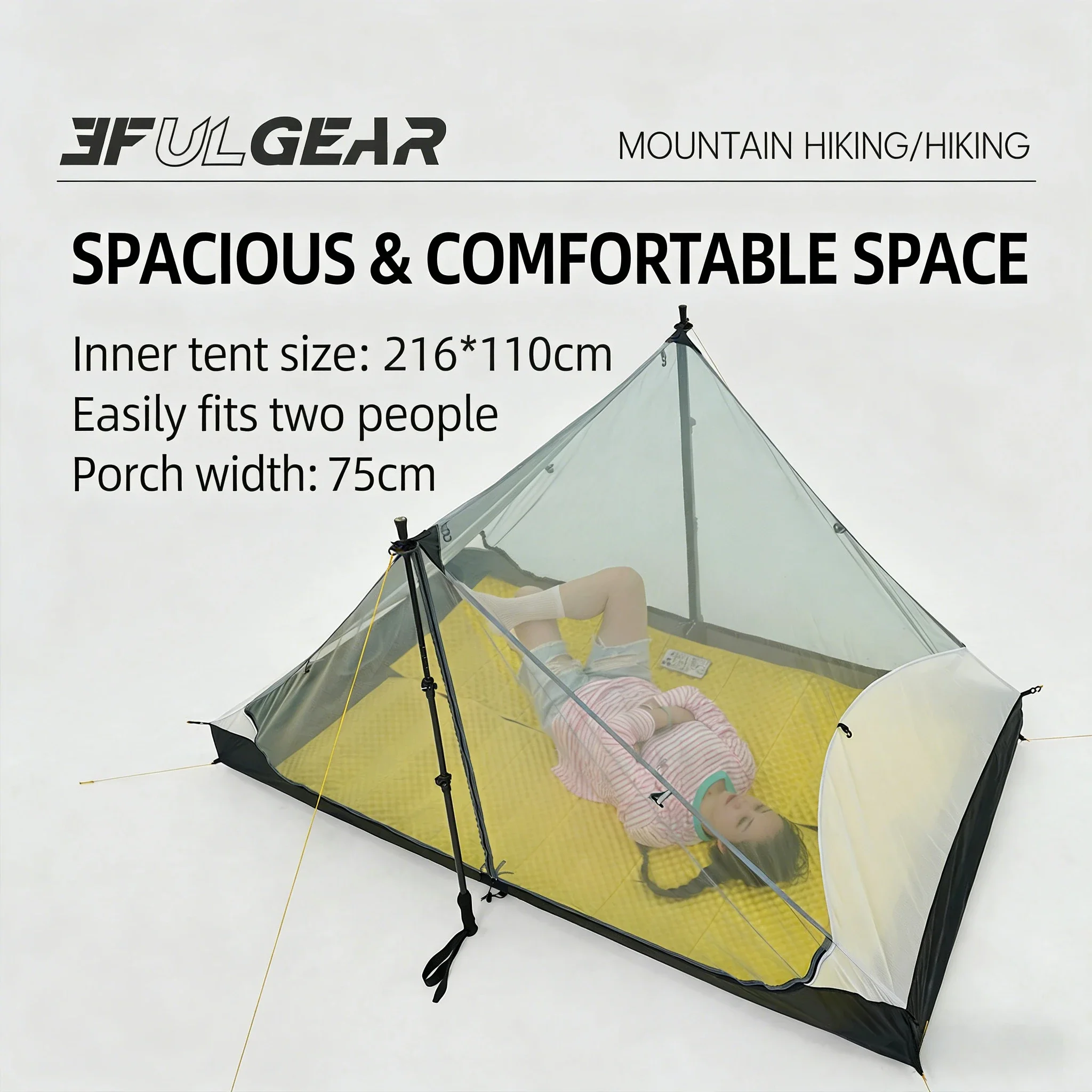 3F UL GEAR 2026 LAN SHAN2,2-Person Camping Mosquito repellent Tent 3-4-Season 15D Silnylon Ultralight Outdoor Hiking Double Laye view 3