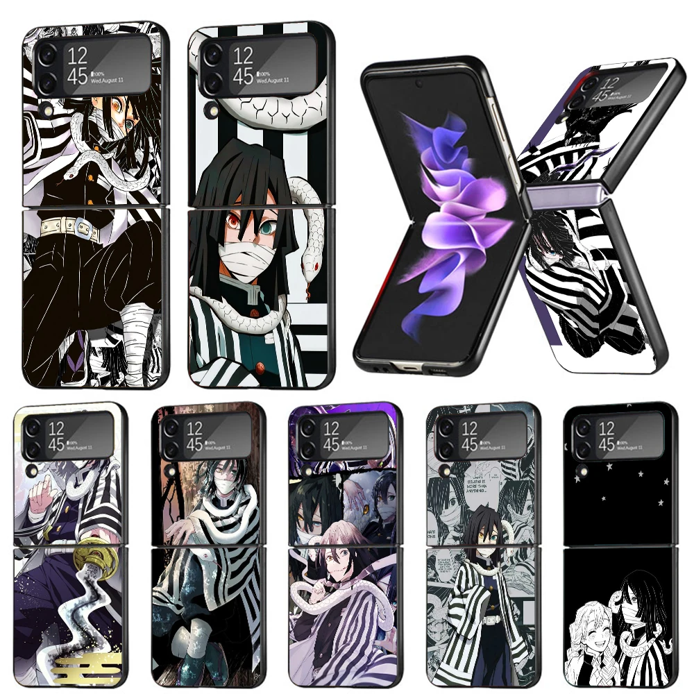 Demon Slayer Iguro Obanai Phone Case For Samsung Galaxy Z Flip6 5G Flip5 Flip4 Flip3 ZFlip 6 3 4 5 Hard PC shockproof Back Cover