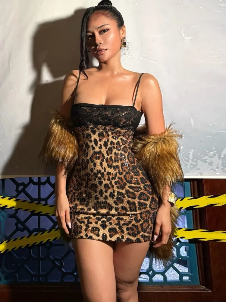 

Dresses For Woman Sexy Backless Sequin Vestidos Slim-fitting Suspender Evening Dress Spaghetti Strap Backless Package Hip Trendy