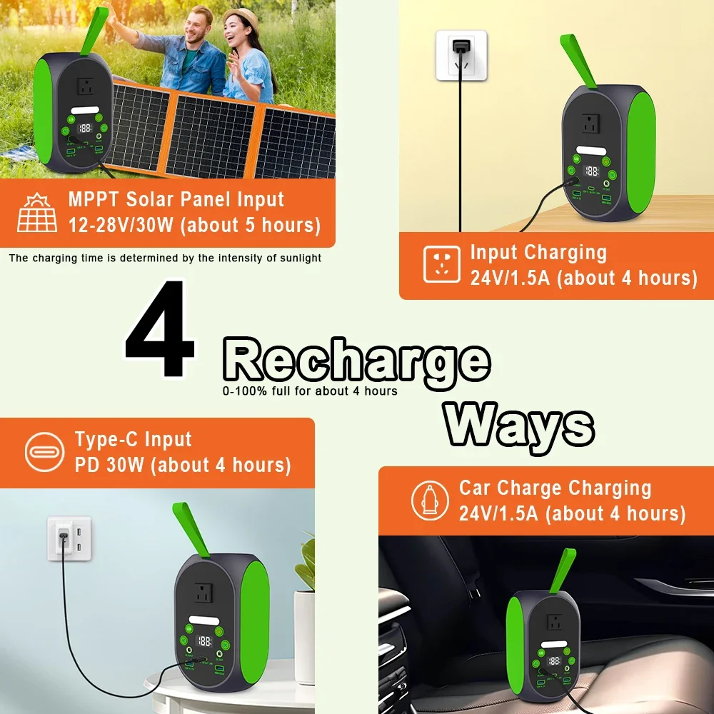 OEM ODM LOGO Rechargeable 120W Power Station Solar Energy System Portable Power Station 31200mAh With 30W Solar Panels