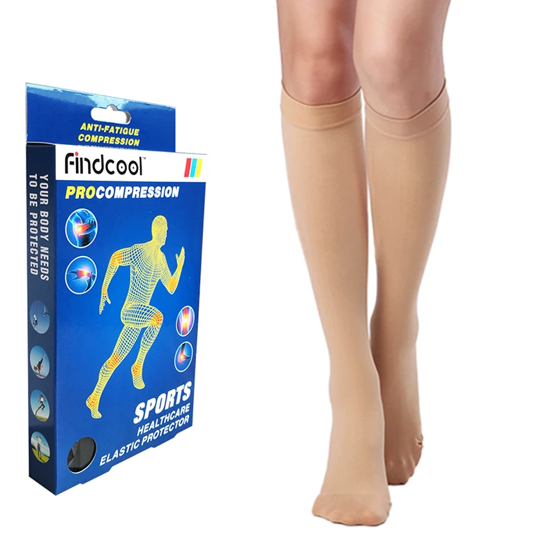 Findcool Medical Compression Knee High Women Men Closed Toe Socks 23-32mmHg for Varicose Veins and Plantar Fasciitis