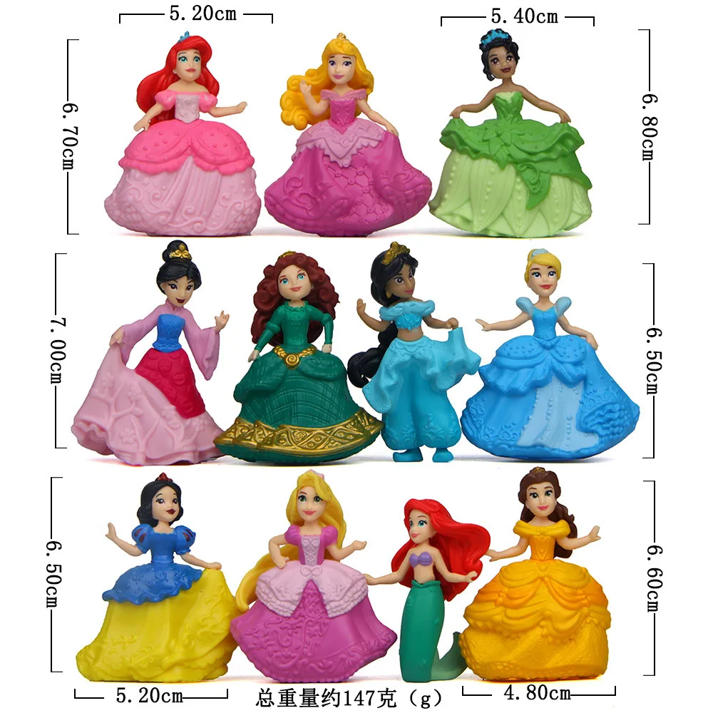 11 szt./a zestaw Disney Princess syrenka Sandyrilla śnieżnobiałe miniaturowe figurki na biurku mikro element dekoracji krajobrazu ozdoby dla lalek zabawki