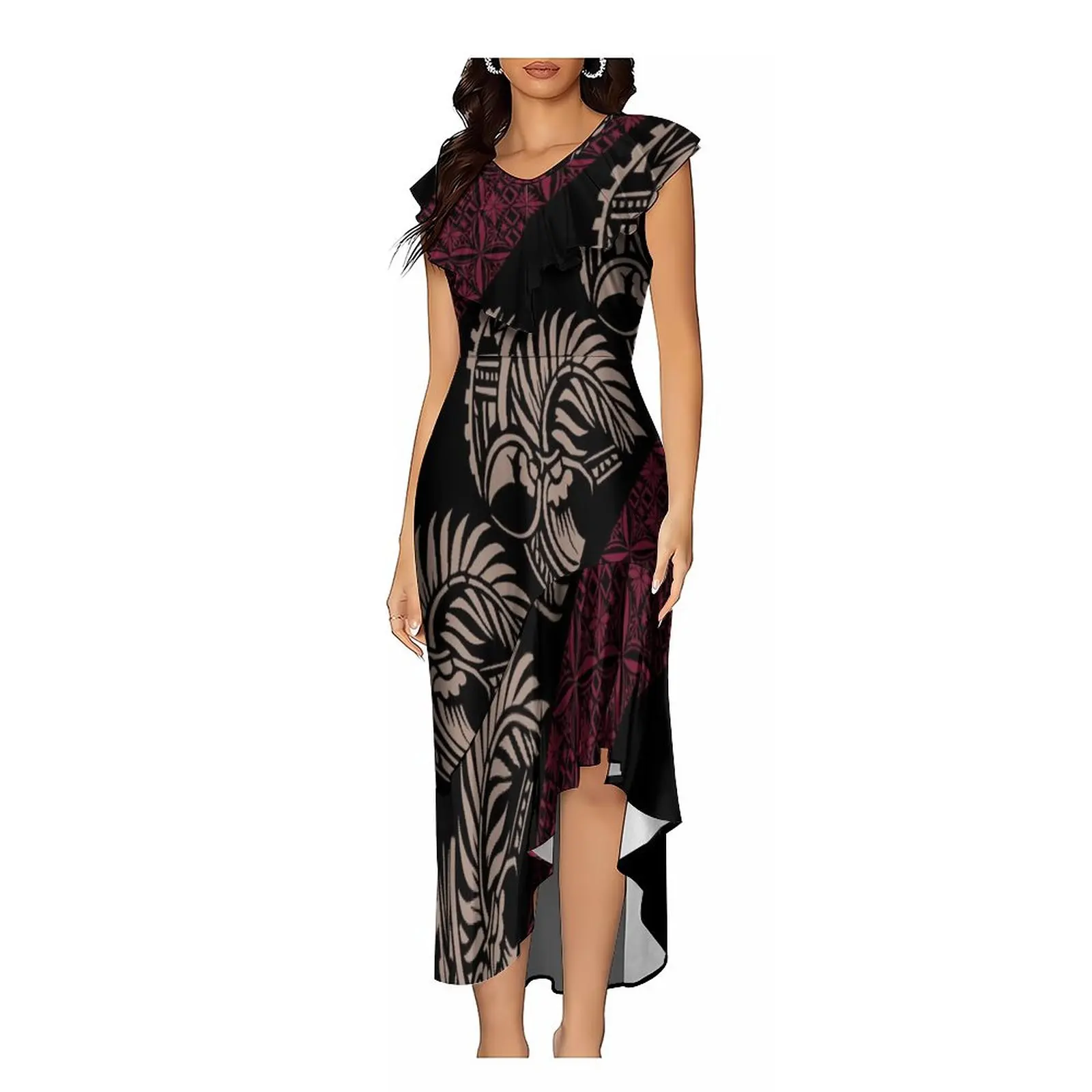 

Samoa Fiji Island Dress Polynesian Women'S Dress Irregular Dress Elegant Fashion Women'S Dress Tribal Island Custom Maxi Dress