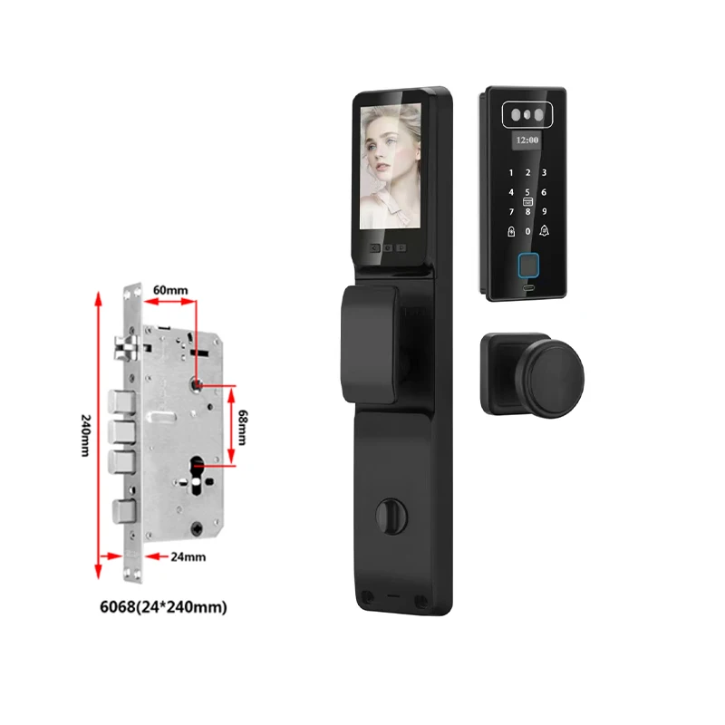 Fully Automatic Tuya Remote Control Biometrics Fingerprint Door Lock Face Recognition Lock with Camera