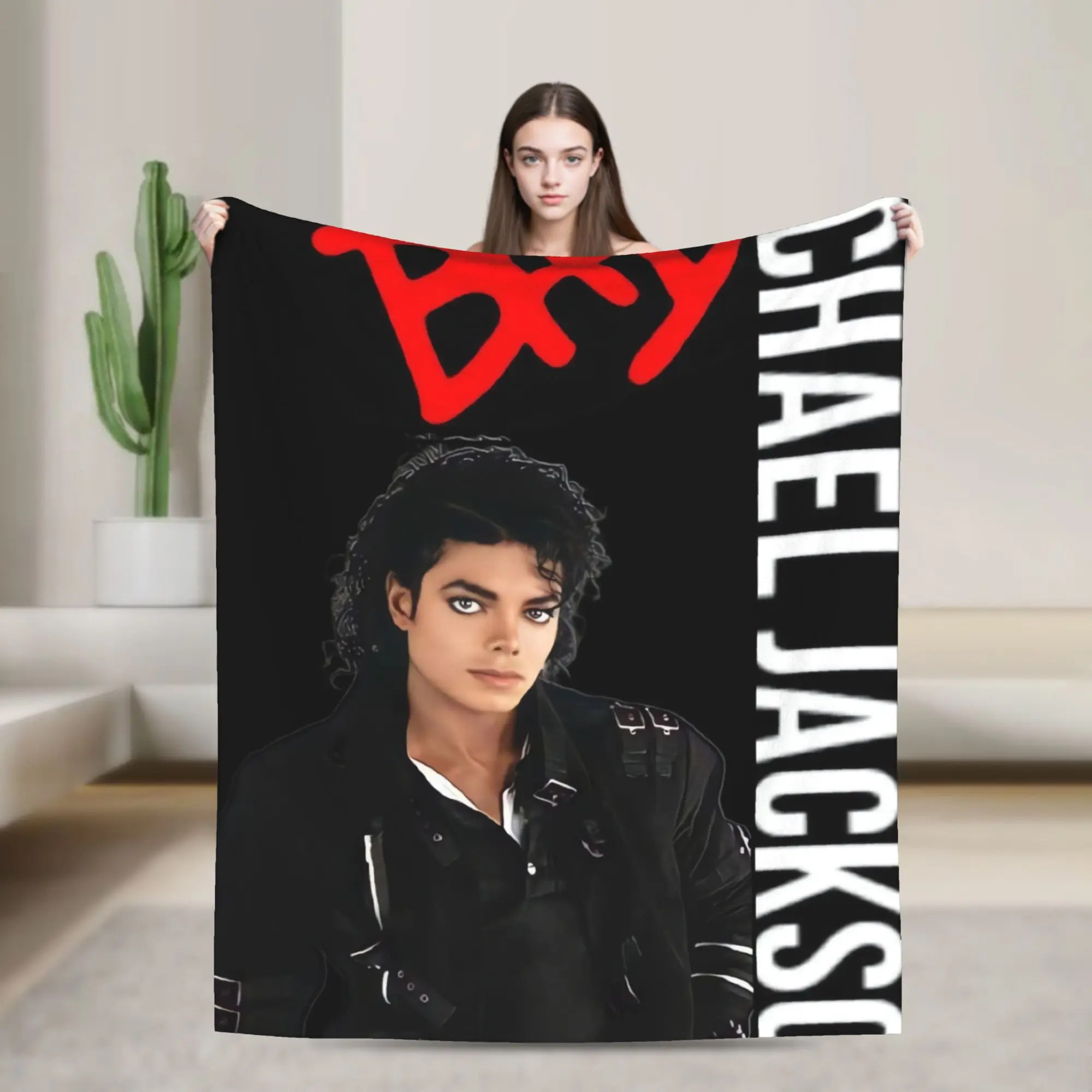 Bold Michael Jackson Bad Graphic Art Flannel Blanket  Warm Throw Blanket for Bedroom Picnic Fashion Bedspread Sofa Bed Cover