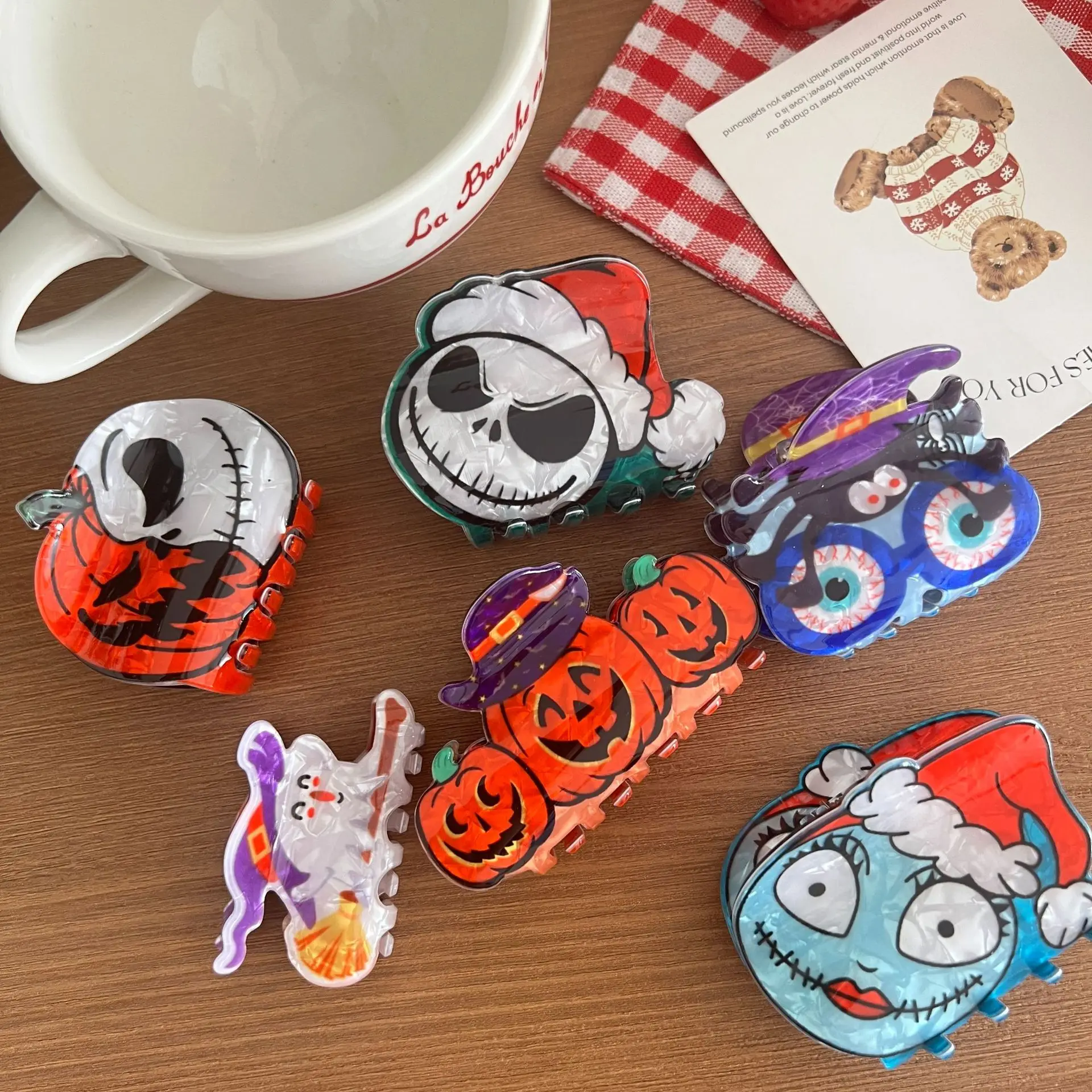 1pc New Halloween grab clip, pumpkin hair clip, funny apple grimace shark clip holiday headwear