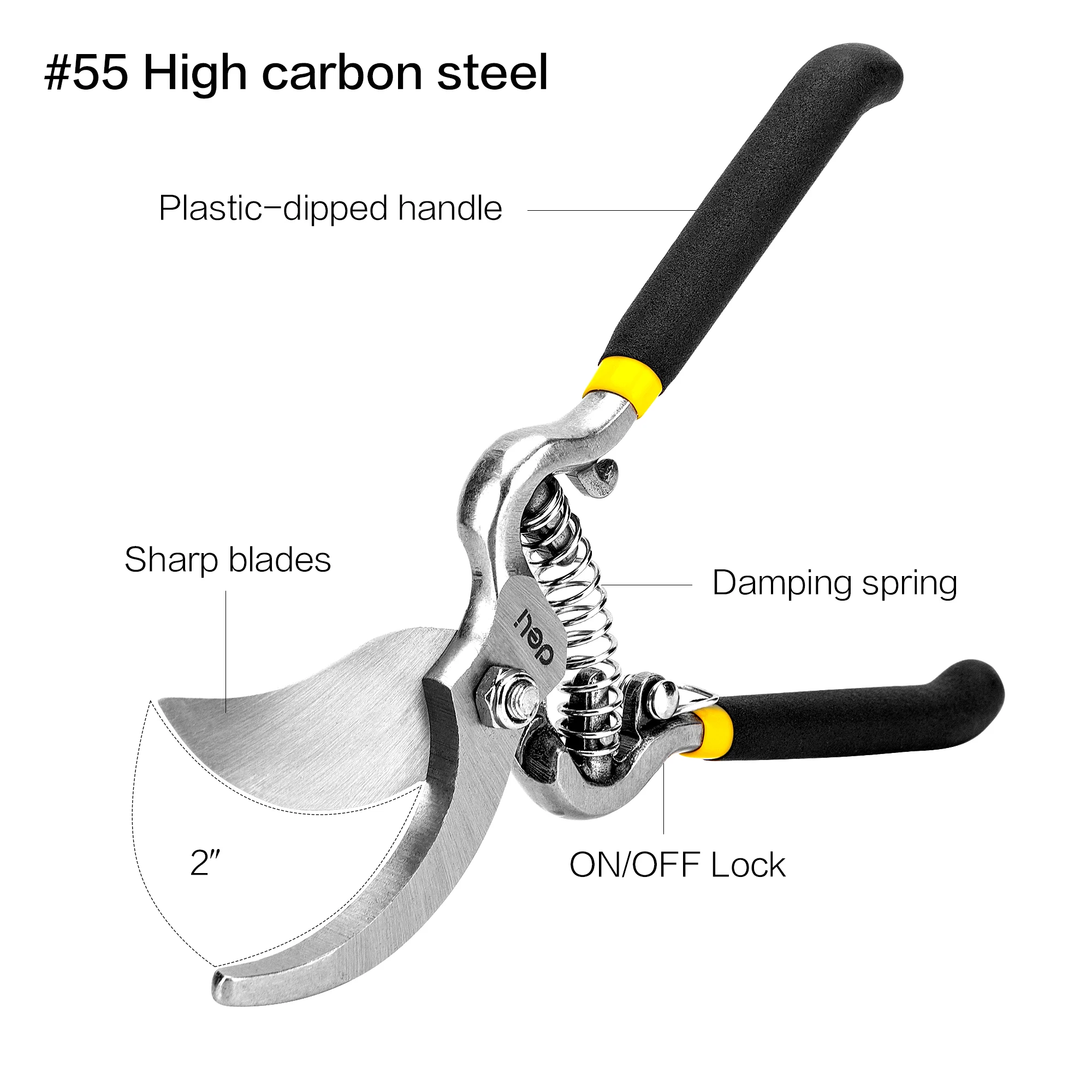 Deli 8in Heavy-Duty Pruning Shears,All-Metal Handle Design for Durable and Precise Cutting in Gardening and Landscaping Tasks