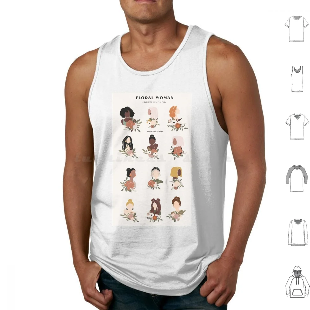 Floral Woman Exhibition Tank Tops Print Cotton Kids Vintage She Series Beautiful Flower Girls Collage Funny Happy