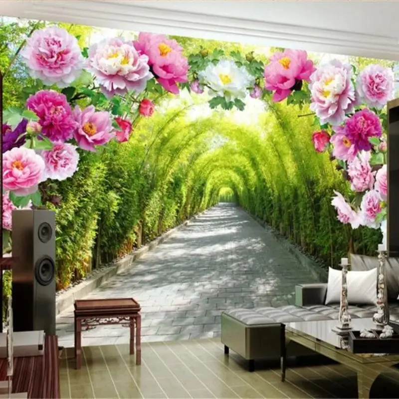 wellyu Custom Photo Wallpaper 3D Murals  Flower Door Gallery Promenade Mural sofa Background Wall papel de parede 3d wallpaper