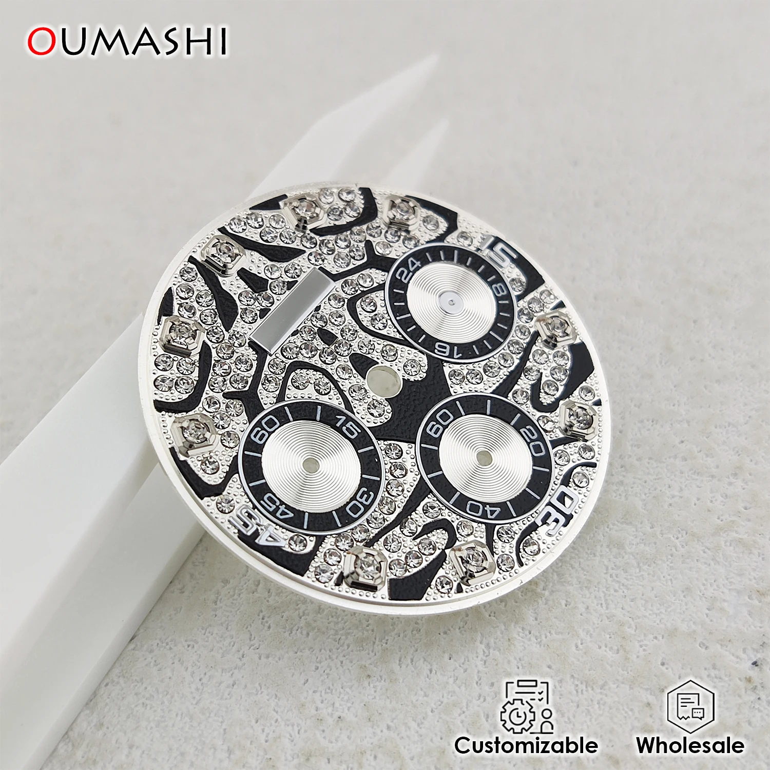 VK63 Dial 29mm Tiger Pattern Dial Diamond Index Watch Accessories Customizable Logo Watch Dial