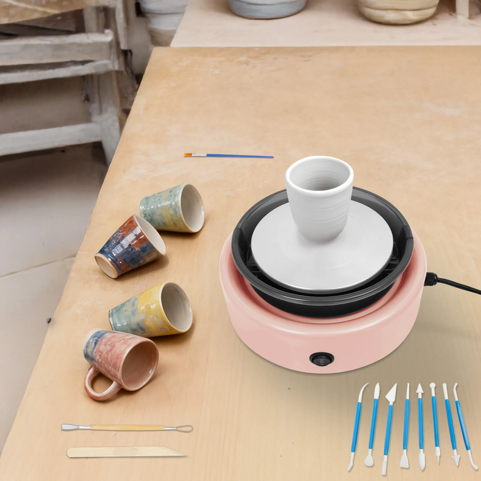 

Mini Pottery Wheel Machine Adjustable Speed Pottery Machine Mini Pottery Wheel Machine w/ Foot Pedal for Beginners Adult