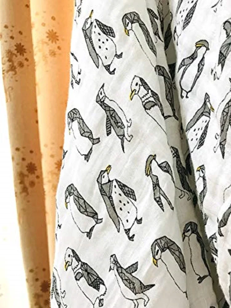 البطريق 47x47 بوصة الطفل بطانية من الموسلين خفيفة الوزن تنفس قماط تلقي بطانية للرضع حديثي الولادة #2