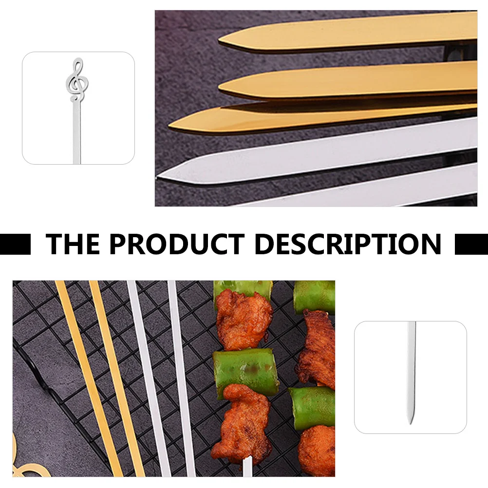 

5pcs Creative Music Note Bbq Skewer Stainless Steel Reusable Grill Forks For Vegetables Meat Skewer Sticks Outdoor Camping