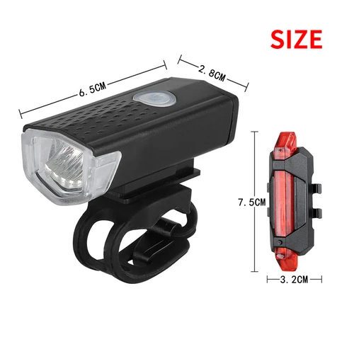 Imagen 2 del producto Luz LED recargable por USB para bicicleta, conjunto de faro delantero y trasero para bicicleta de montaña y carretera, accesorios para ciclismo