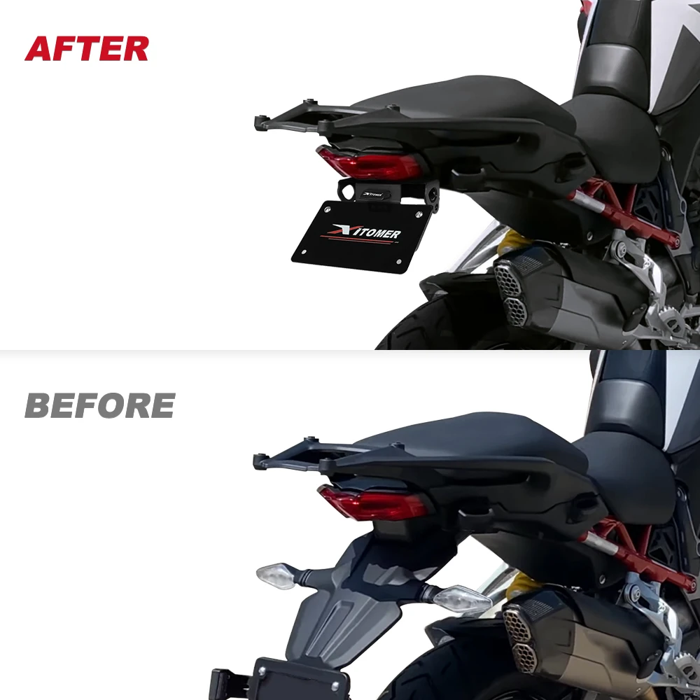 لوحة ترخيص حامل قوس ل Ducati Multistrada V4 /V4S 2021 2022 2023 2024 دراجة نارية الذيل الخلفي مرتب الحاجز مزيل عدة