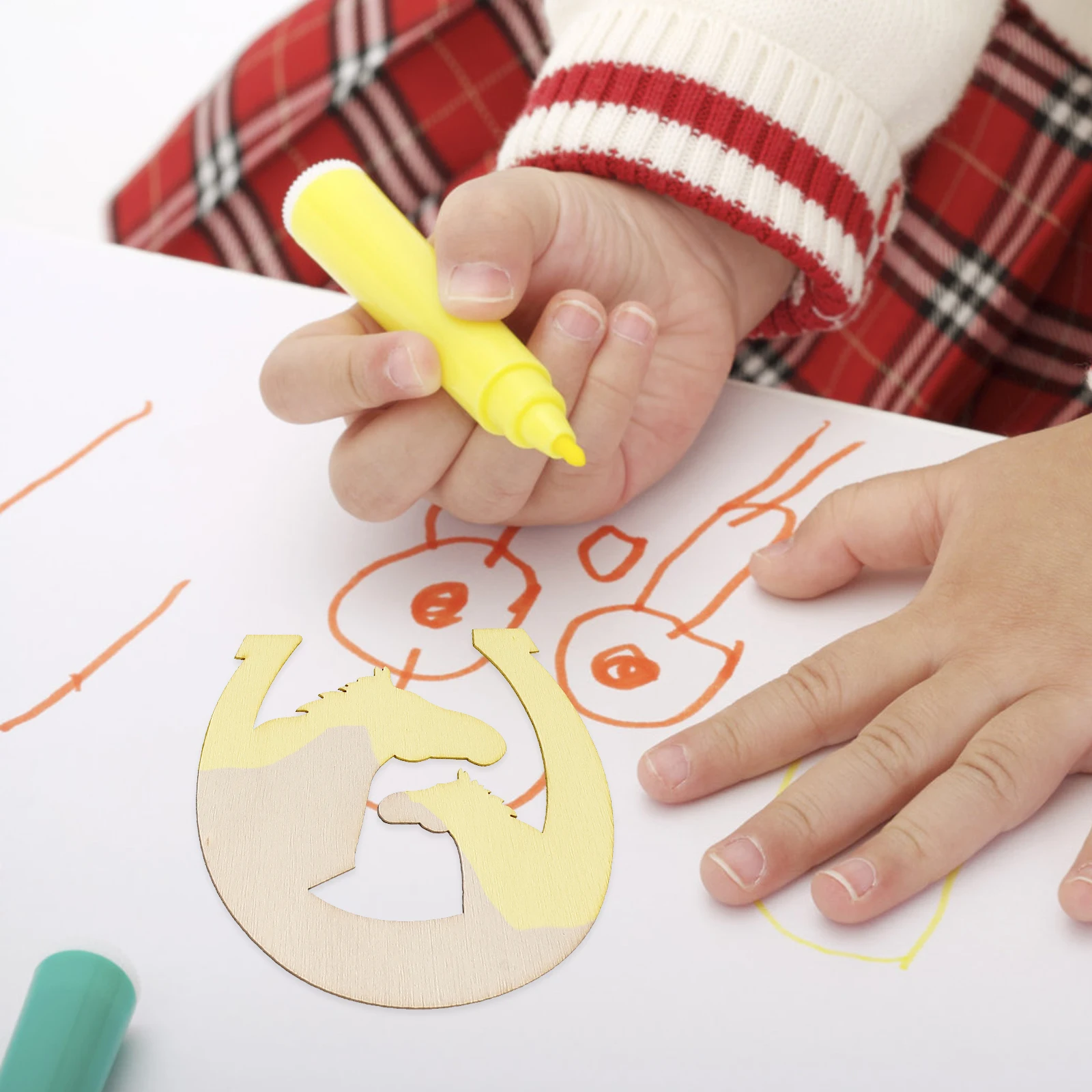 

36 Pcs Chips Wooden Horseshoe Decoration Shaped Design Accessories DIY Cutout Cutouts Child