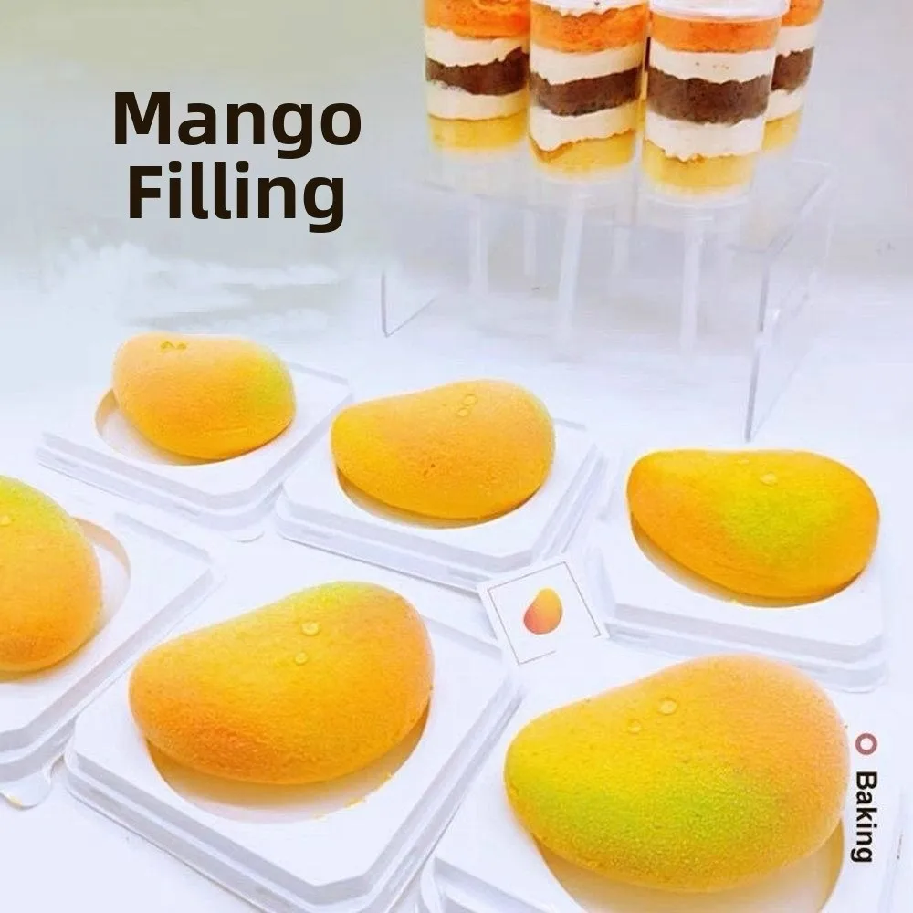 6 Cavity Mango Shaped Cake Mold Non-stick Non-toxic Silicone Cake Molds Reusable Food Grade Realistic Fruit Baking Mold