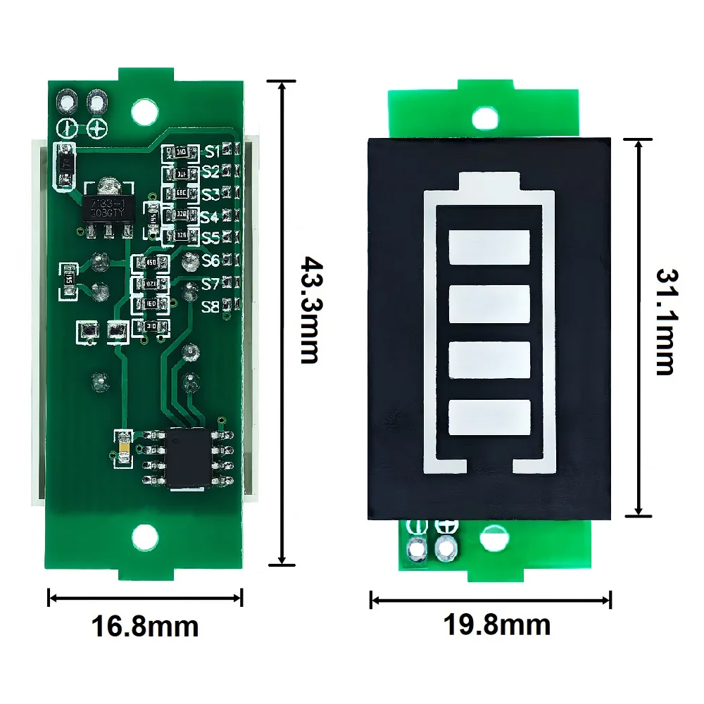 Lithium Battery Capacity Charge Indicator Display Module 1S 2S 3S 4S 5S 6S 8S 3-34V 5mA Electric Vehicle Battery Power Tester