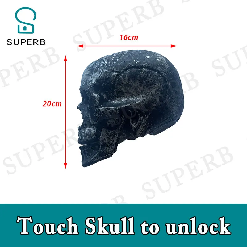 Escape Room Prop 2023 New Prop jxkj1987 SUPERB Escape Prop Touch Skull Prop to Unlock Touch Hole Head Prop Horror Theme Scary