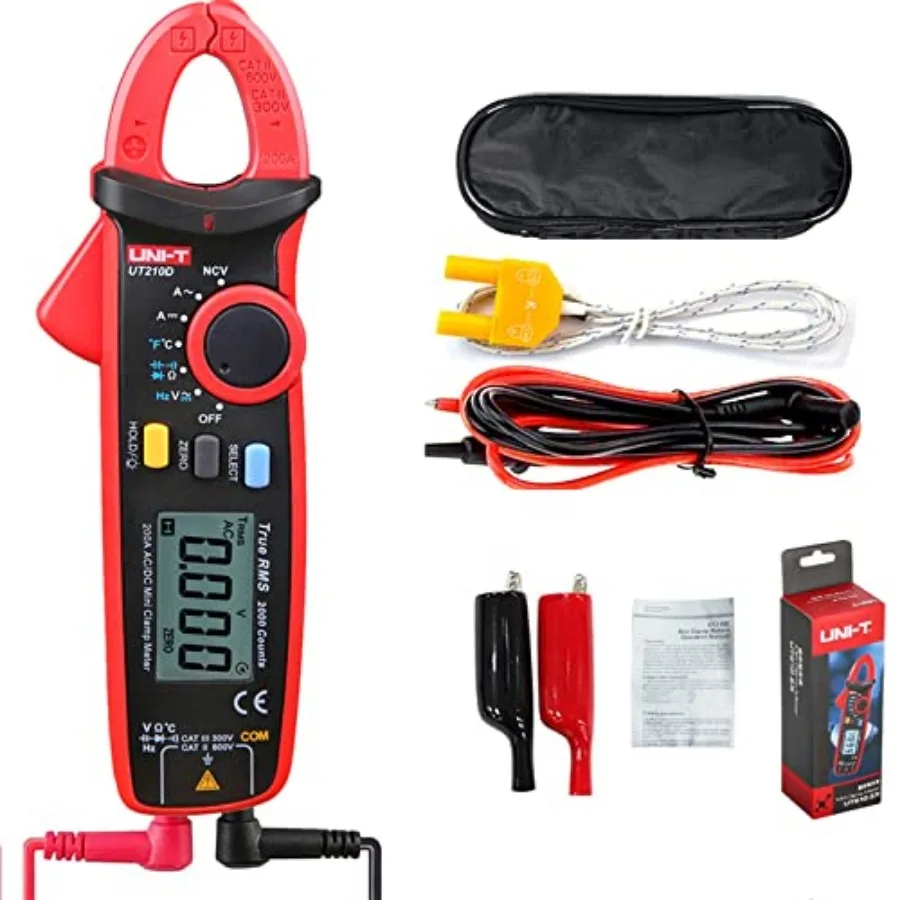 

UT210D Mini Digital Clamp Meter 200A AC DC Current True RMS Pliers Ammeter Voltage Frequency Temperature Tester Multimeter with