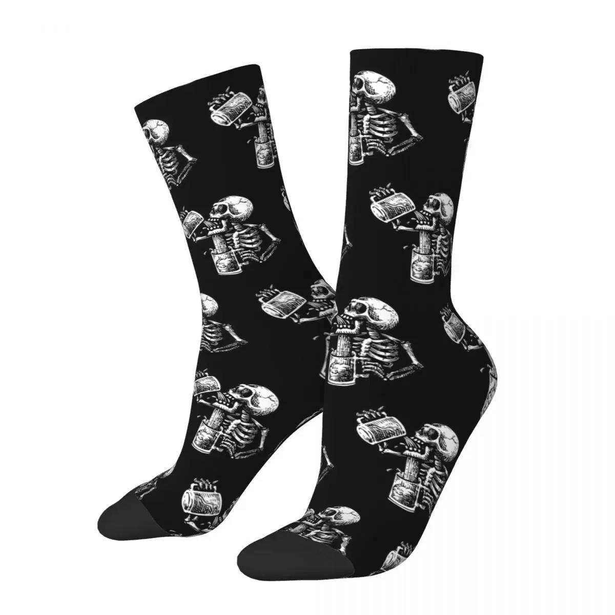 Hip-hop Unisex Drunk Skull Funny Meme Crew Socks Accessories Skateboard Socks Soft Birthday Present