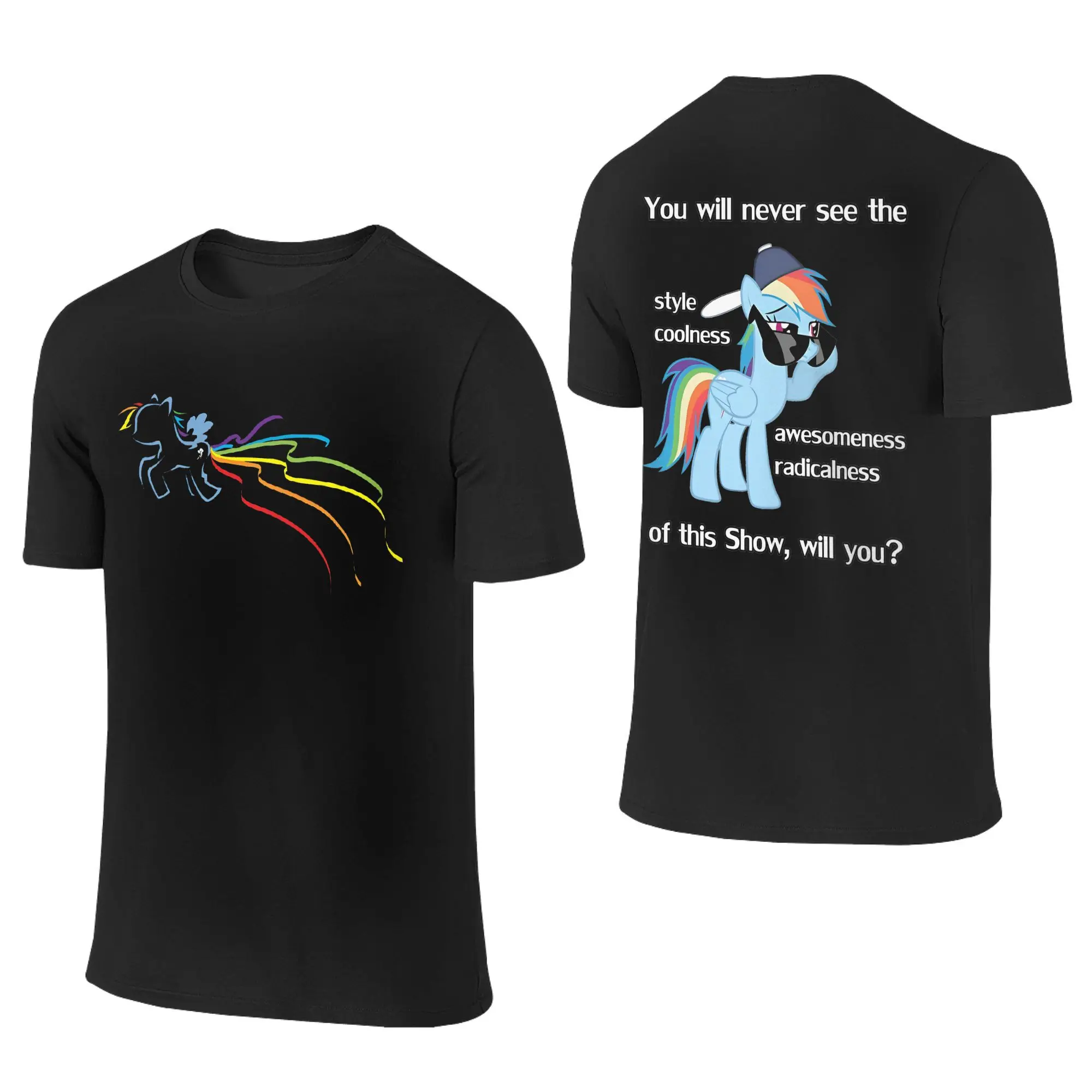 Men Women T-Shirts Rainbow Dash Style Amazing Cotton Tees Short Sleeve Ponies friendship is magic T Shirt Round Neck Clothing