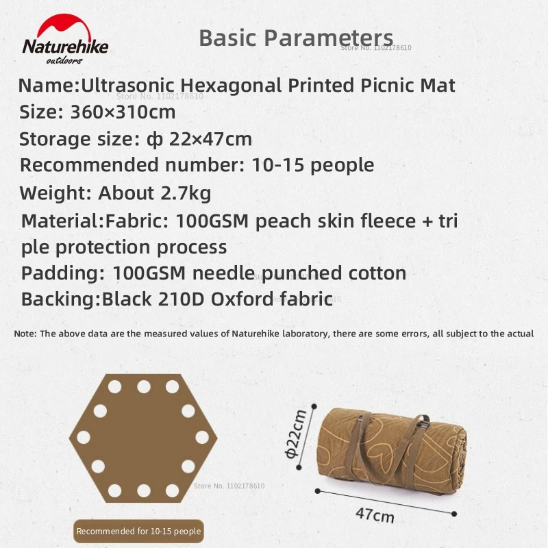 Imagem -06 - Naturehike 1015 Pessoas Colchão de Campismo para Piquenique Colchão Impermeável Portátil Adequado para Tenda Hexagonal Equipamento Lavável Impresso