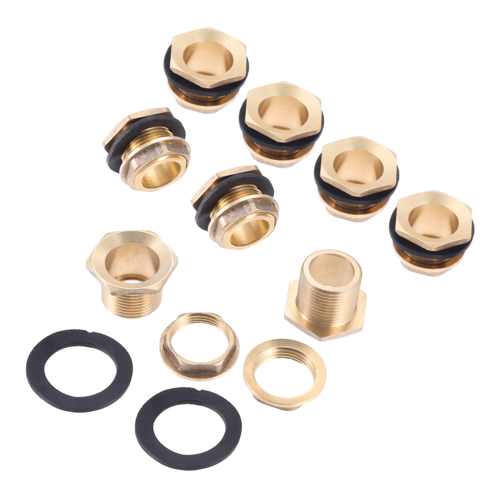 8pcs Solid Brass Bulkhead Fitting 3/4