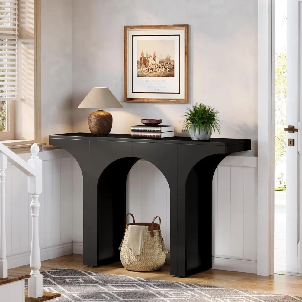 Modern Hallway Table, Sofa Table with Arch Base, Unique Foyer Table, Behind Couch