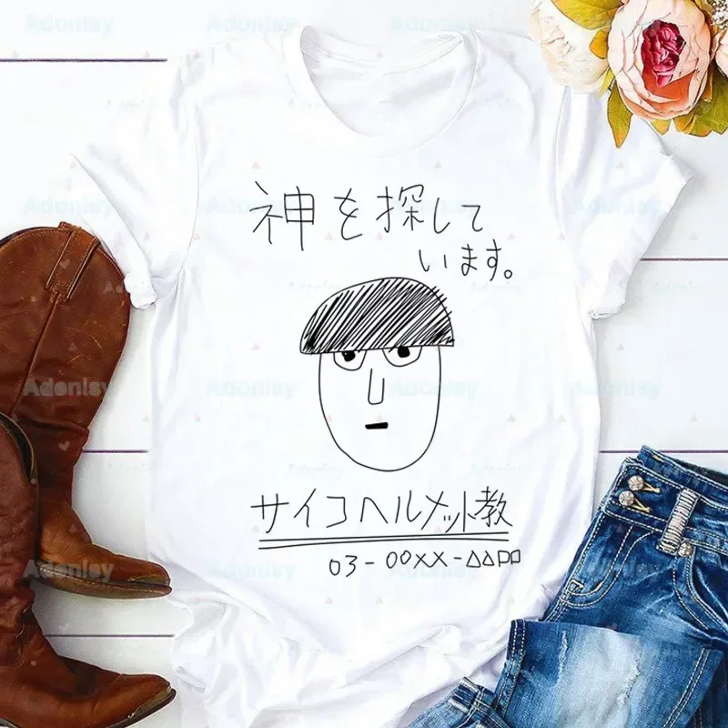 Camiseta Harajuku de mangas curtas, top de manga anime, roupas casuais, Tees engraçados, Psycho 100, Shigeo Kageyama One