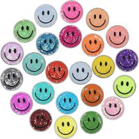24 Pcs Smile Face Patch Iron on Patches 2 Inch Chenille Cute Preppy Happy Face Patches for Backpacks hats clothes jackets