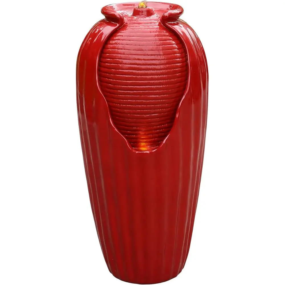 

Glazed Vase loor reestanding Water ountain with LED Lights and Pump or Outdoor Patio Backyard Deck Plant Garden Décor, 32 Inch H