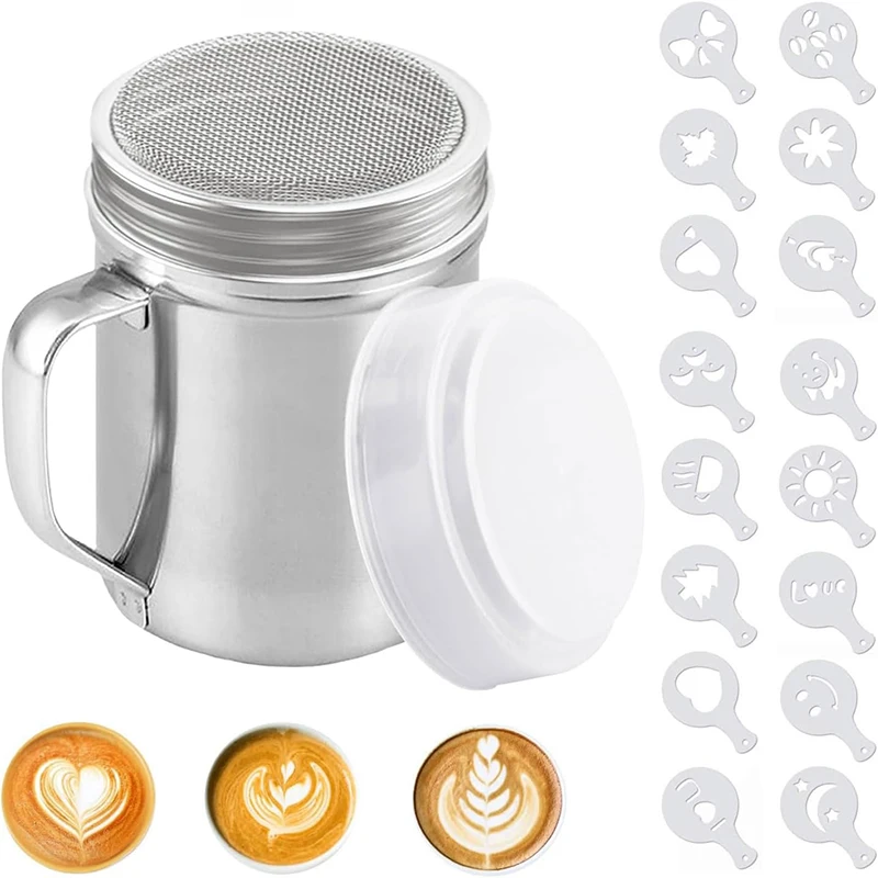 Flour Shakers with Handle Stainless Steel Container Sifter Seasoning Cocoa Flour Icing Sugar Powder Coffee Sifter Kitchen Tool