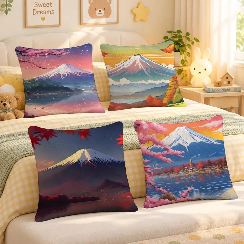 Place Mount Fuji Japan Travel Art Cushion Cover Personalized Decorative Living Room Home Sofa Bedroom Office Car Decor
