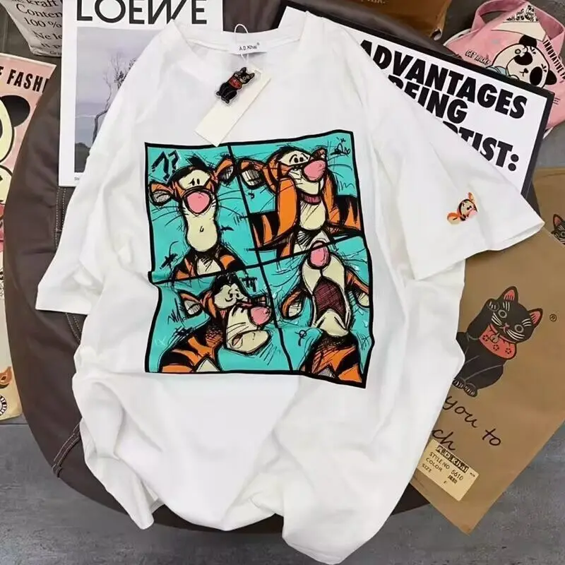 Disney Teigetje T-shirt Cartoon Zomer Paar Casual Ronde Hals Gedrukt Ademend T-shirt Y2K Zomer Leuke Meisjes Korte Mouw Top