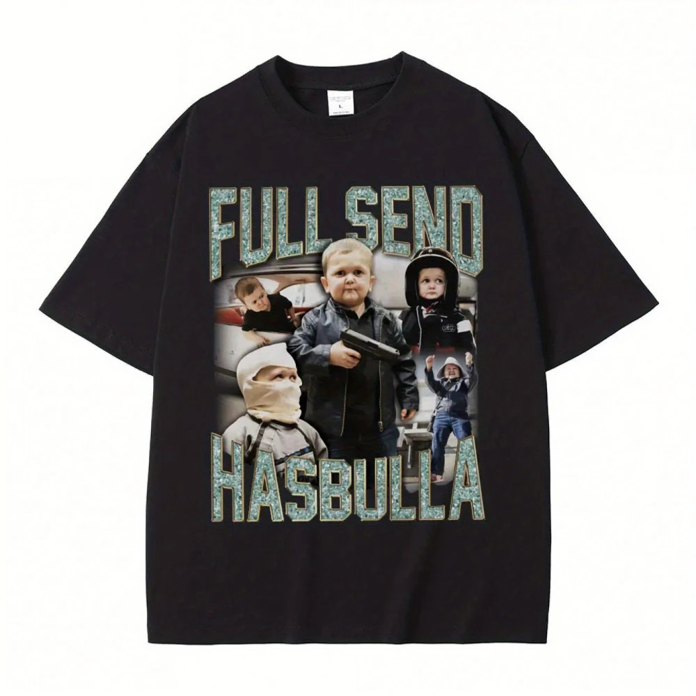 

Full Send Hasbulla Magomedov Russia Mini Khabib Blogge Fighting Funny Meme T-Shirt Vintage Black Tee Bold FULL SEND HASBULLA