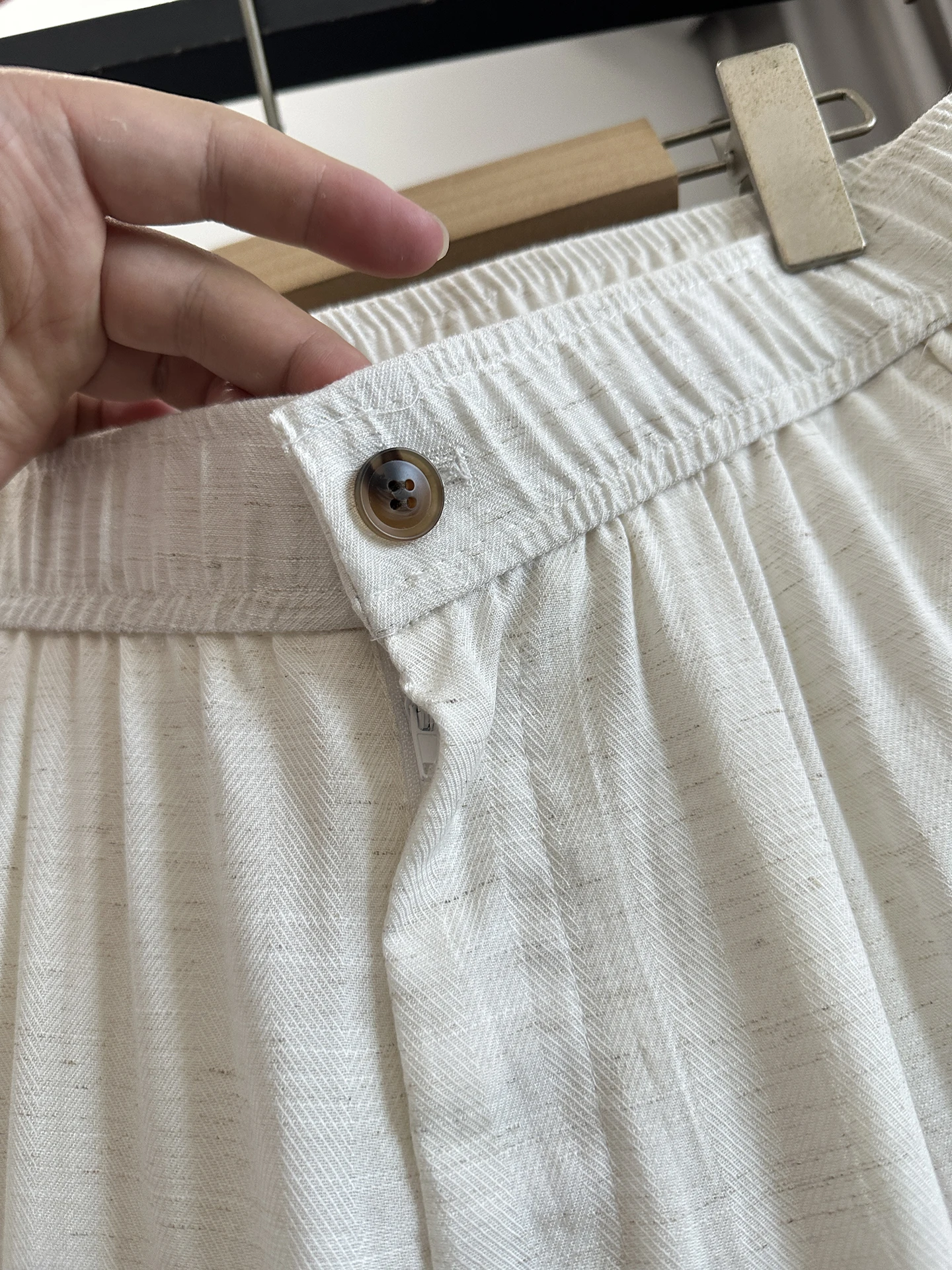 Japanese Loose Fit Linen Rayon Blend Autumn Men's Lightweight Draped Straight Leg Casual Pants Straight Leg Button Natural Waist