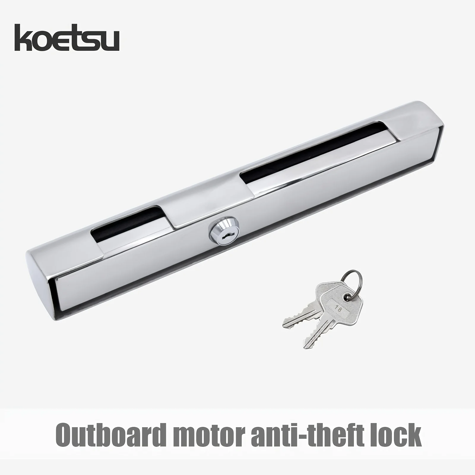 KOETSU Outboard Steering Lock, 304 Stainless Steel for 5-60HP Outboard Motors, Anti-Theft & Anti-Loss, No Installation Needed