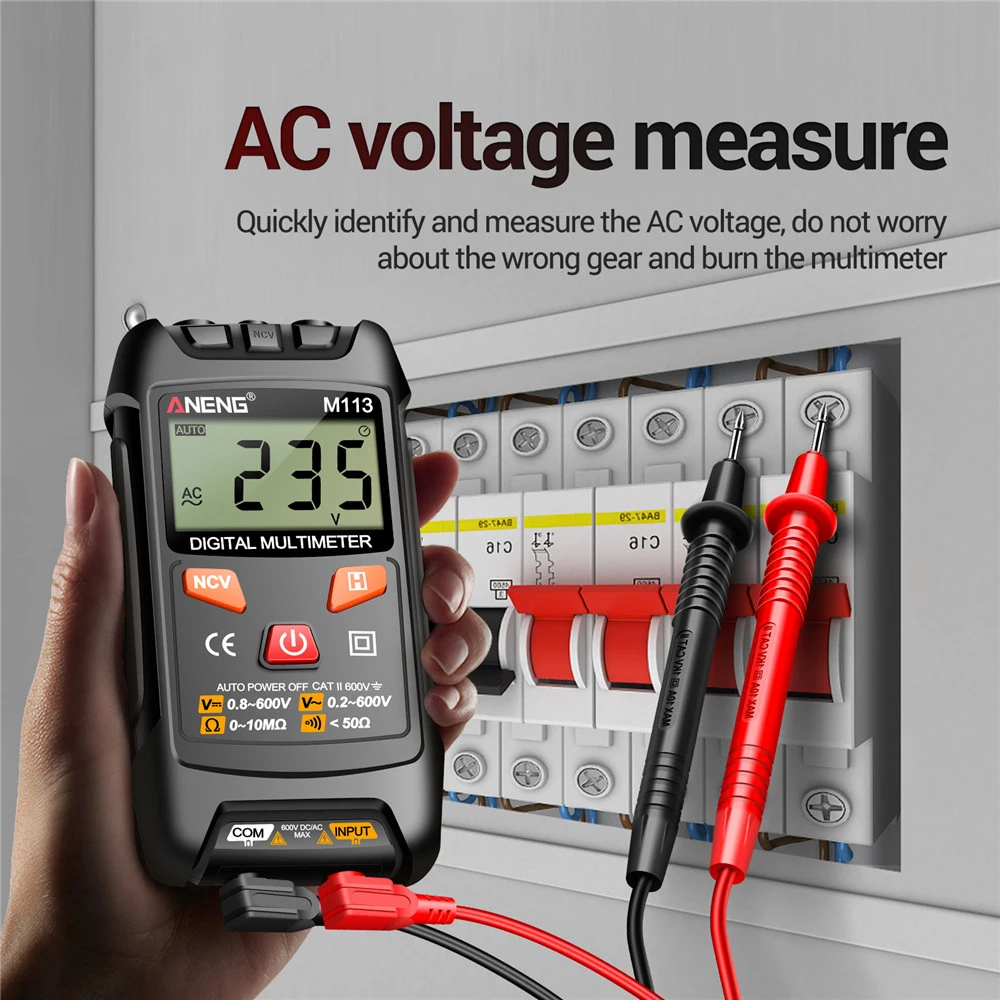 ANENG M113 cyfrowy multimetr Mini AC/woltomierz do prądu stałego 1999 liczy przyrządy pomiarowe narzędzi elektroenergetycznych Multimetro Ohm NCV