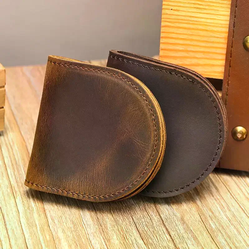 Women's Small Genuine Leather Coin Wallet Children Mini Purses Hasp Money Clip Clutch Hobo Bags Men Gift Pouch New Manual Craft