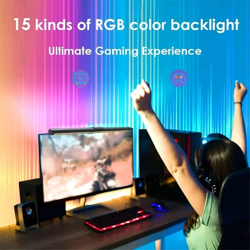 LED Monitor Light Bar Screen Hanging RGB Atmosphere Dimming Lighting 44cm For Work Study Gaming Reading Eye Protection Lamp